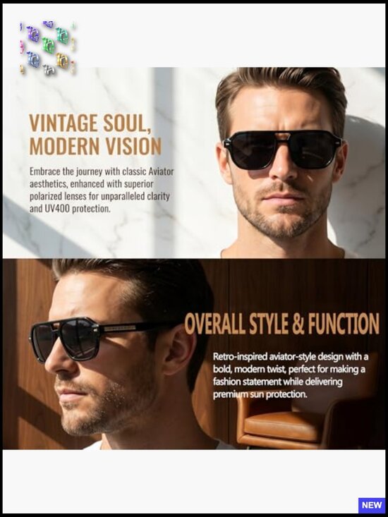 Polarized Aviator Sunglasses Retro 70s Style UV400 Protection Driving Daily main image 6